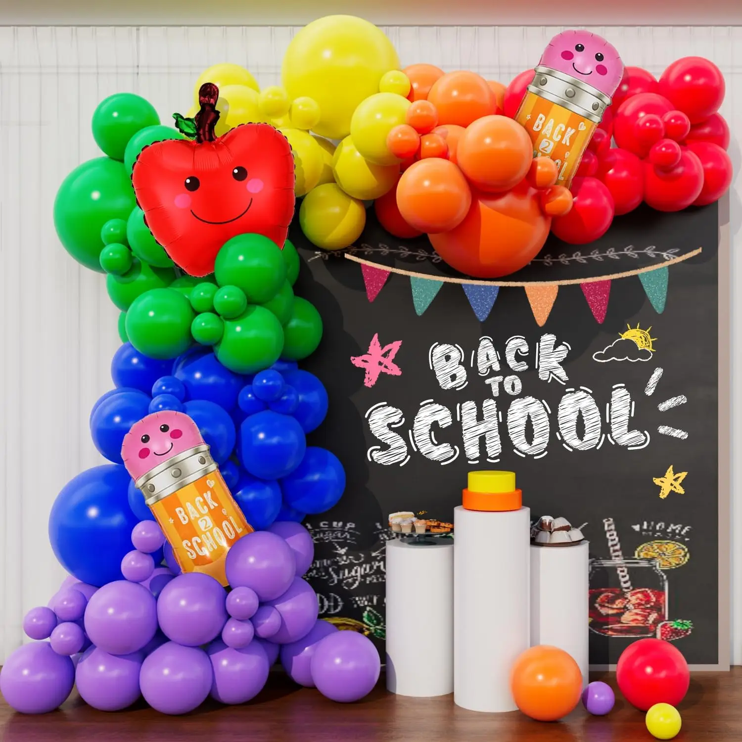 Ballongirlande für den Schulanfang mit Schulballon aus Aluminiumfolie, geeignet für die Party-Dekoration von Willkommensstudenten auf der Schule