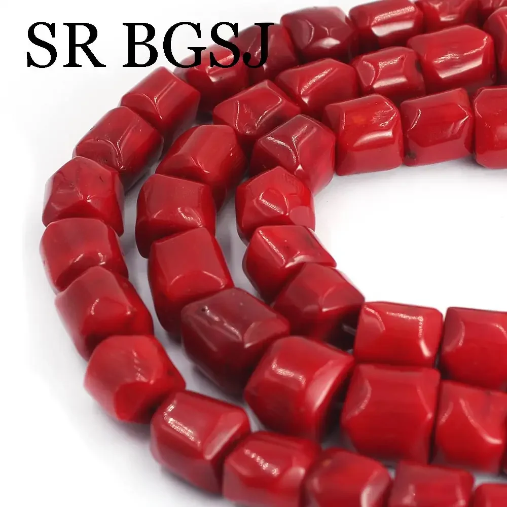 African Jewelry Dubai 10-12mm Red / Orange Column 100% Real Genuine Natural Coral Large Beads Strand 15\