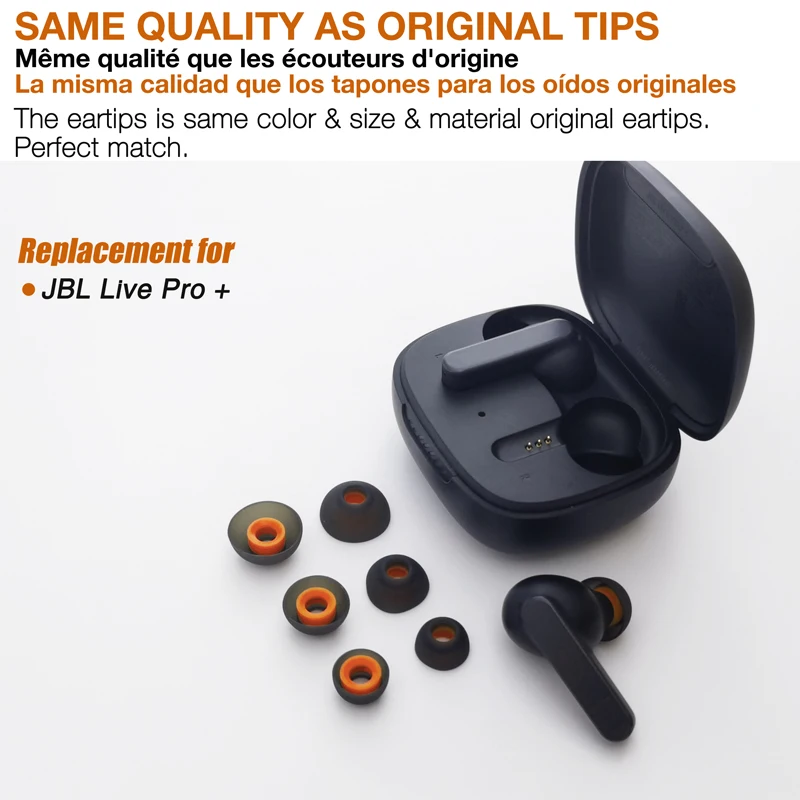 TENNMAK Eartips Replacement for JBL Live PRO+ TWS Earphones Ear Tips Earpad * 6 Pairs