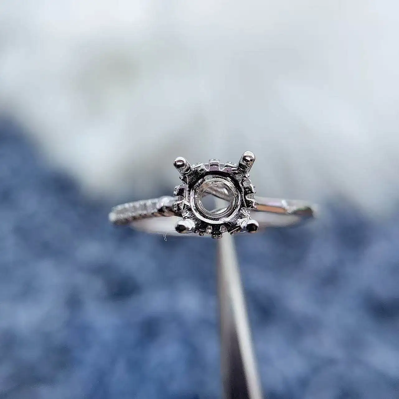 

MeiBaPJ Inlay Round 6.5*6.5mm S925 Sterling Silver DIY Ring Setting Diamond Womens Gift Charm Luxury Versatile Jewelry Wholesale