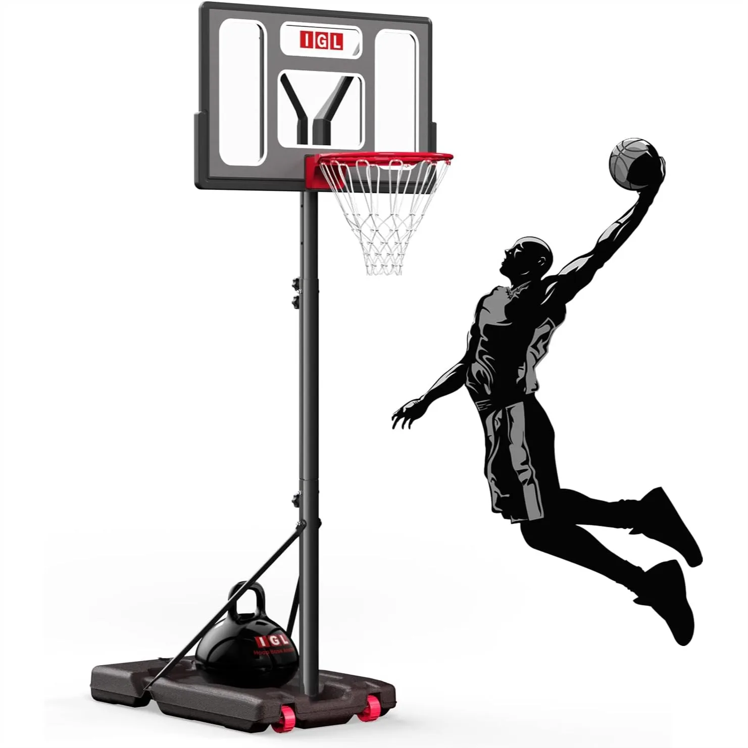 

Portable Basketball Hoop, 5.6-10FT Adjustable Goal System, 40x24 Shatterproof Backboard for Kids Youth Adults Backyard Driveway