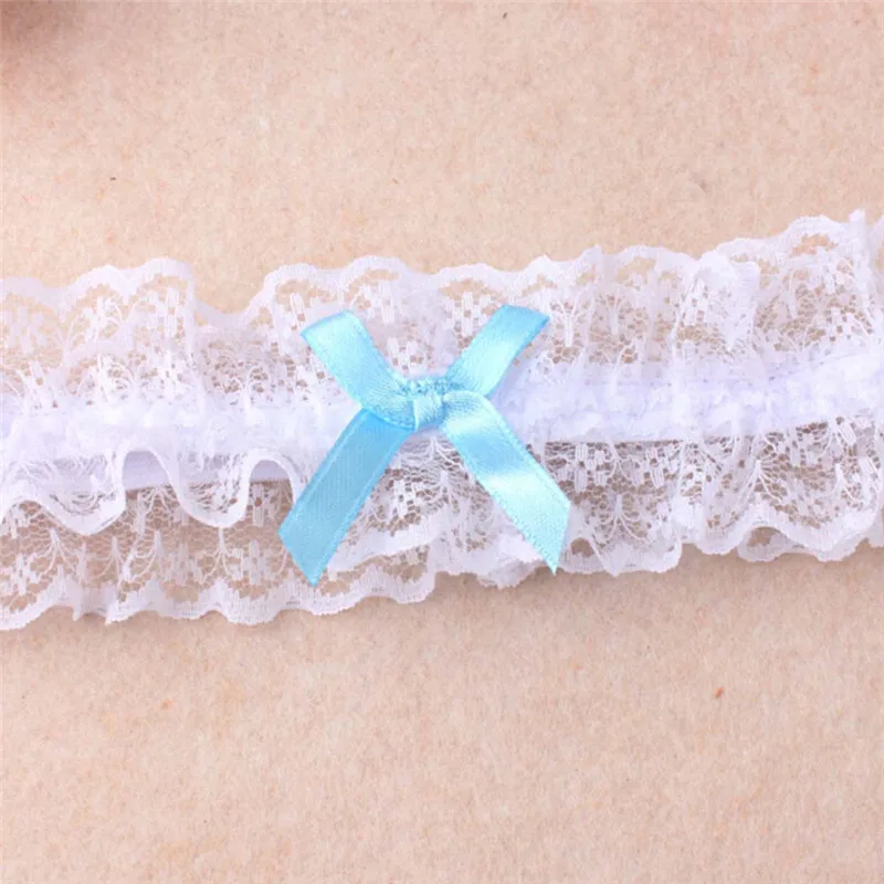 Women Stocking Garter Belt Girl Bridal Lace Flowers Blue Leg Ring Loop For Princess Cosplay Wedding Party view 5