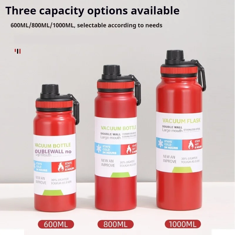 زجاجة ترمس من الفولاذ المقاوم للصدأ تحافظ على كوب حراري بارد 600 مللي 800 مللي 1000 مللي وكوب حراري حراري كوب رياضي معزول قارورة مفرغة #4