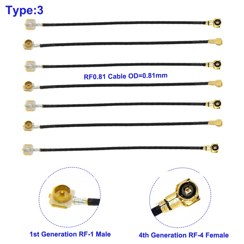 5Pcs/Lot RF0.81 Cable IPX-4 MHF4 Female to IPX-1 Male/IPX-4 F Connector RF Coaxial Pigtail WIFI Antenna Extension Cord Jumper