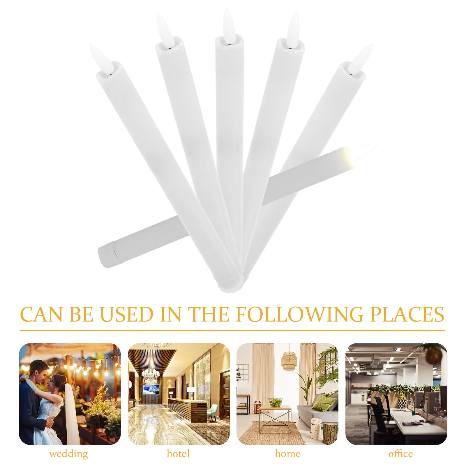 6Pcs LED Taper Candles Flameless Electronic Lights Warm Light Romantic Atmosphere Home Table Desk Shelf Decor