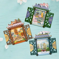 3d Chinese Stijl Koelkast Magneet Stad Karakteristieke Peking De Grote Muur Souvenir Houten Magnetische Sticker Koelkast Decor