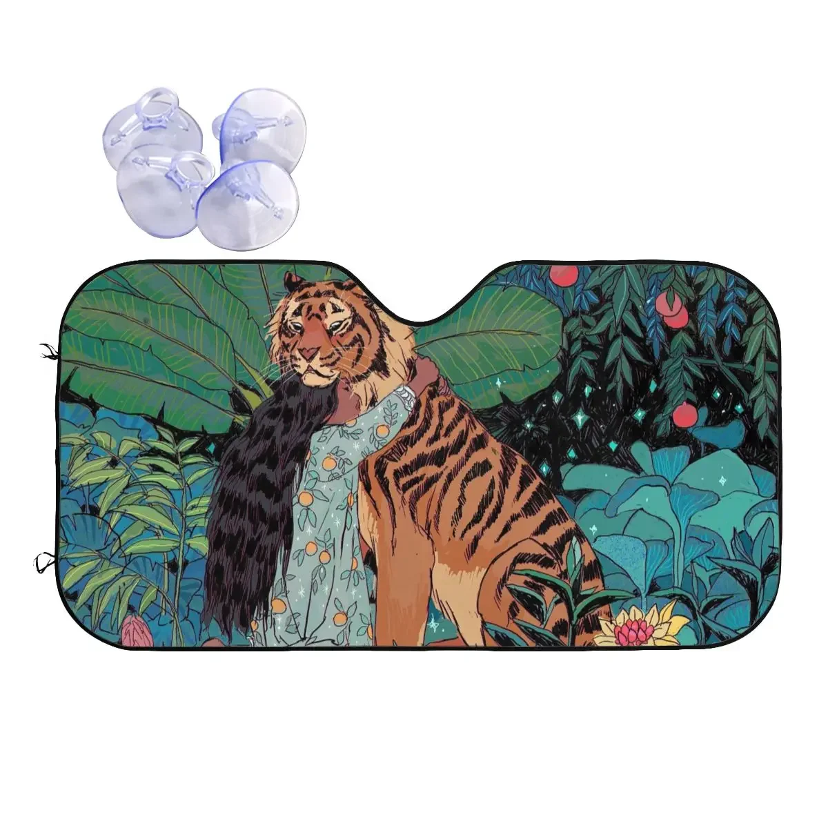 Mandala Windshield Sunshade Mysterious Jungle Tiger Animal Car Front Window Visor Sunshade Visor Ice Shield Dust Protection