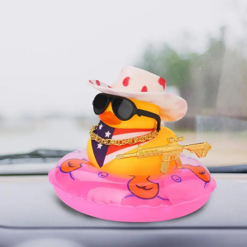 Car Rubber Duck Decoration Dashboard West Cowboy Vehicle Ornament Auto Yellow Rubber Duck Pendant Automobiles Accessories