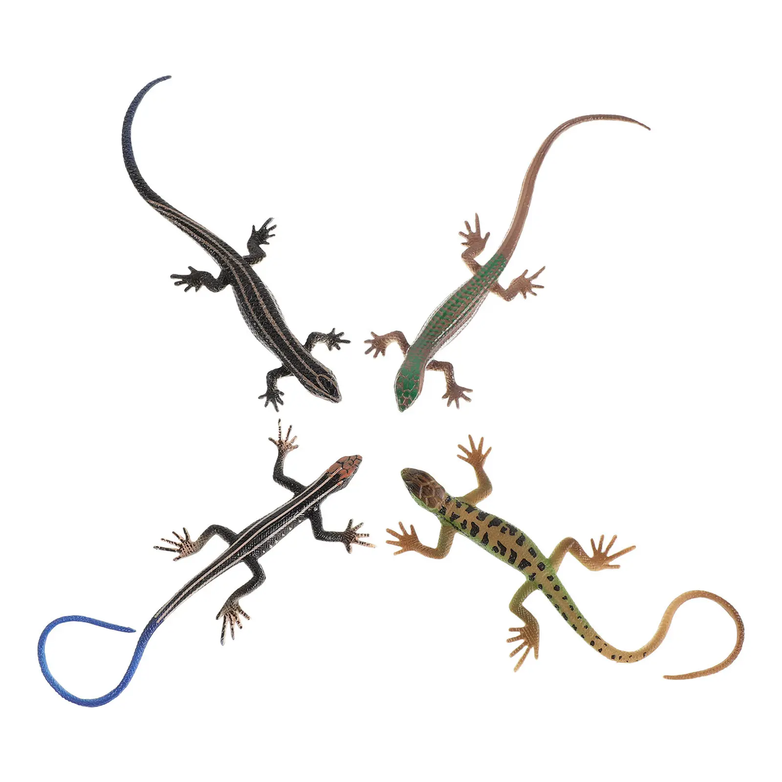 4Pcs Simulation Lizard Realistic Plastic Reptile Decorations for Party Nature Study Creative Exploration Fake Lizard Trick