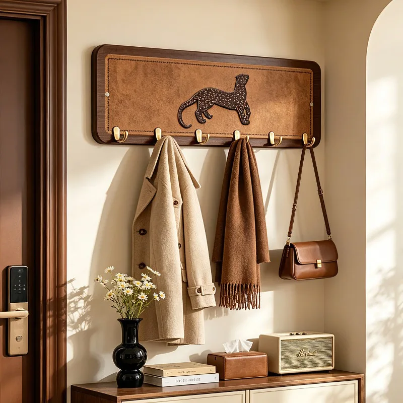 Wall Mounted Coat Rack Retro Wooden Coats Racks Aesthetic Living Room Clothes Hangers Minimalist Entrance Hall Clothing Holders