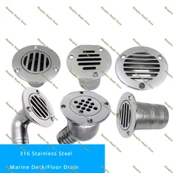 32mm 38mm 50mm Boat Drain 90 Degree Mirrored Marine Deck/Floor Drain 316 Stainless Steel For RV Yacht Etc Accessories