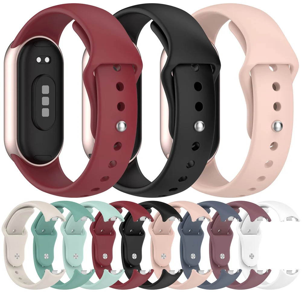 BEHUA Gelang Jam Silikon untuk Xiaomi Band 10/9/8 Pengganti Tali Olahraga Gelang Korea untuk Xiaomi Mi Band 8 9 10 Gelang