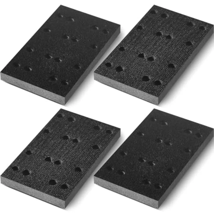 4 Pcs Soft Black Foam Sanding Pads Interface Sander Backing Pad Compatible with Festool RS400 LS130 Sander, 80 x 133 x 12 mm