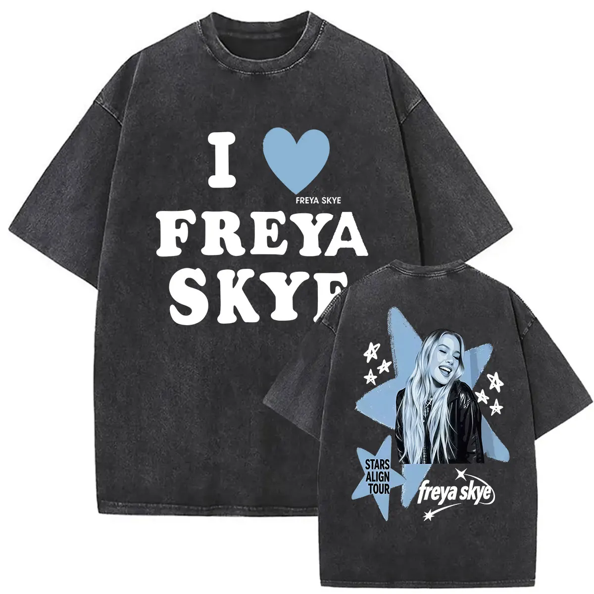Freya Skye Stars Align Tour 2026 Vintage Washed T Shirts Men Women Summer High Quality Cotton T-shirt Clothing Short Sleeve Tees