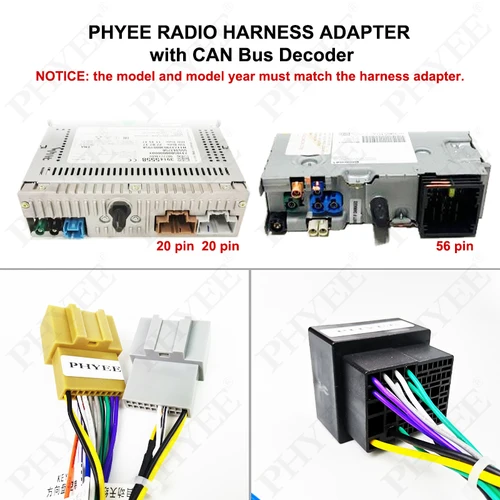 Imagen 2 del producto Arnés de cableado de radio, decodificador de bus CAN, conector de 20 pines y 56 pines, adaptador de cable de 16 pines para Android de coche, para Opel Grandland X, Combo