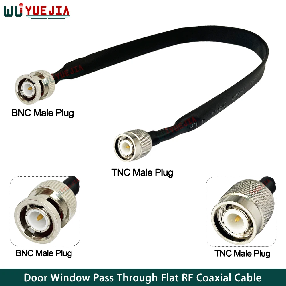 

Window Door Pass Through Flat RP-TNC / TNC Female Jack to BNC Male Plug Connector 50 ohm RF Coaxial Cable Pigtail Extension Cord