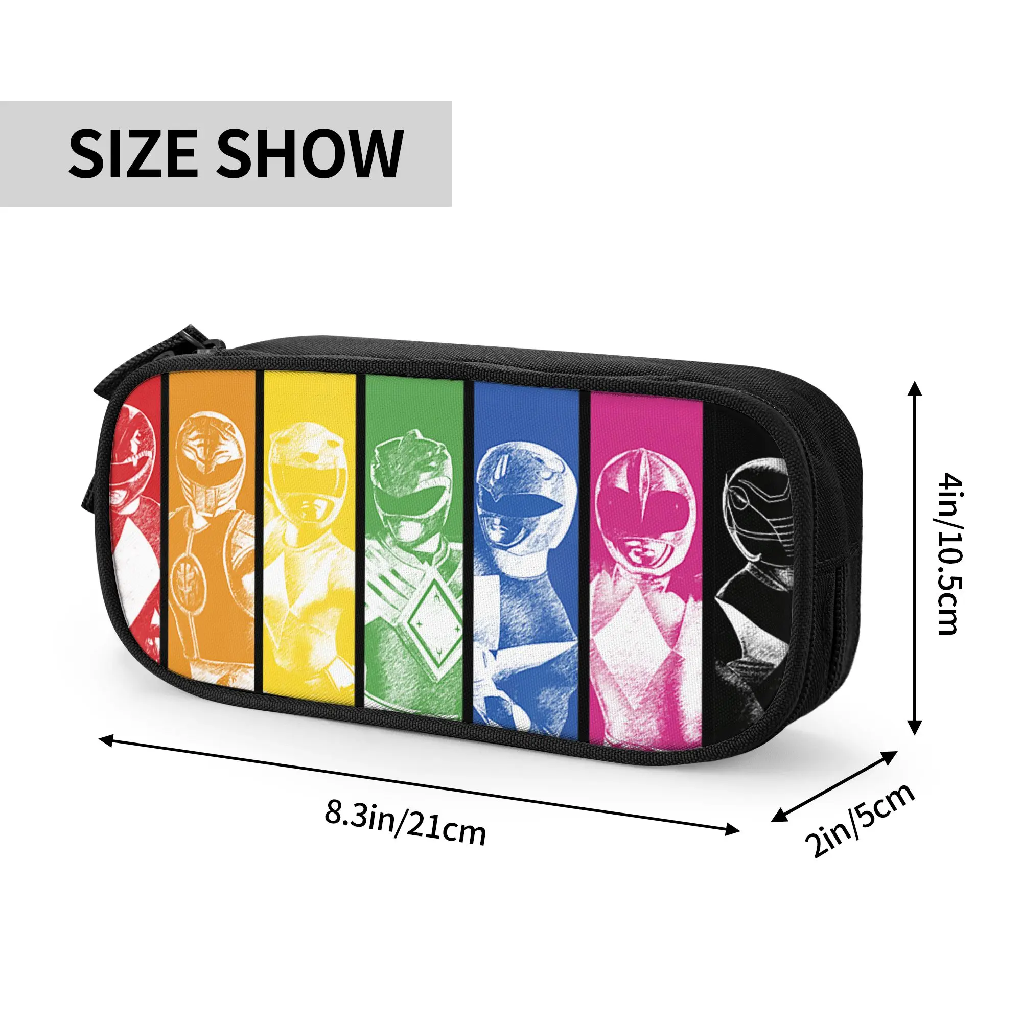 Large Capacity Bags for Child Cartoon Power Rangers Retro Distressed Rainbow Character Panels  Handheld Study Bag