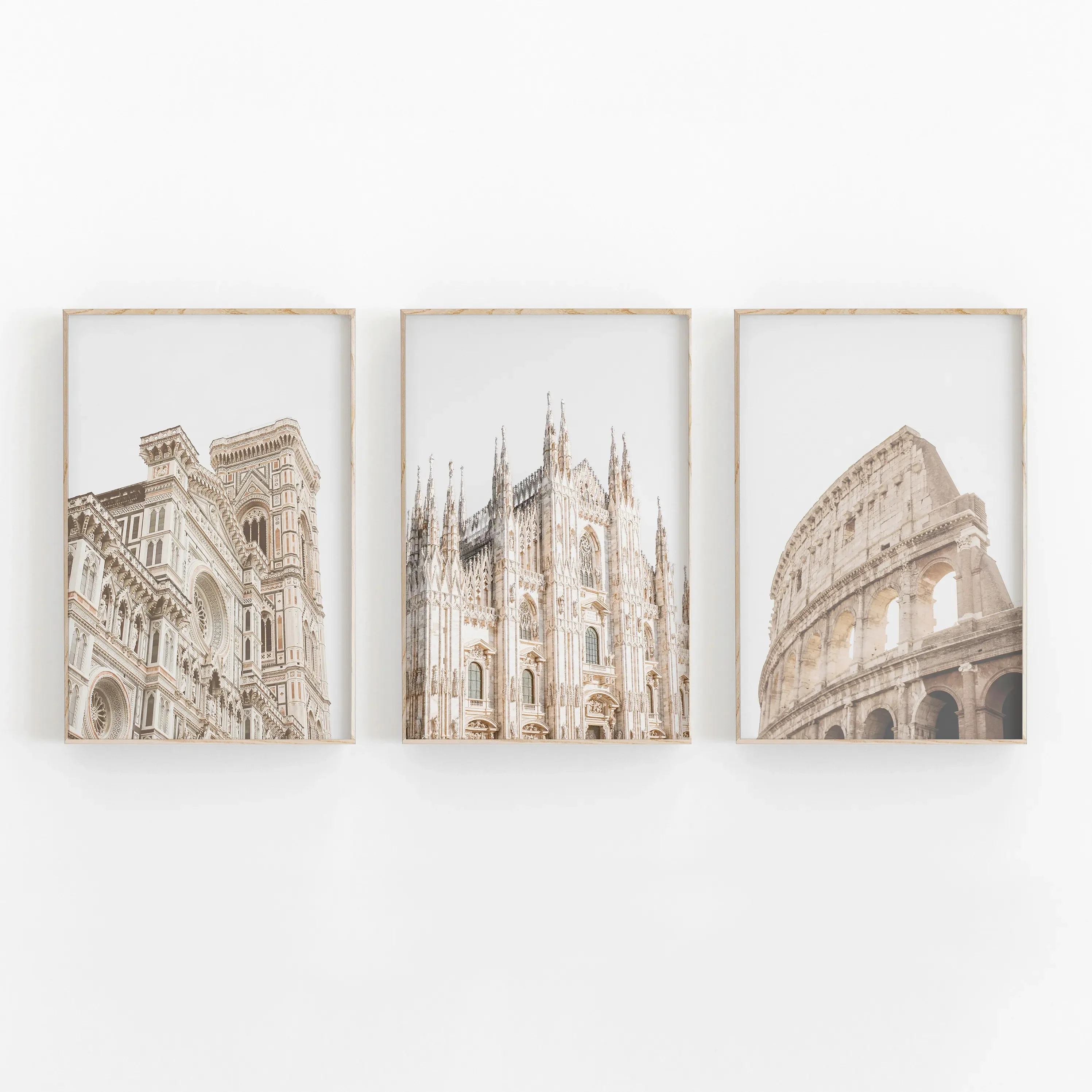 Print Set of 3 Travel Europe City Poster Rome Milan Florence Spectacular Architecture Canvas Painting Travel Art Wall Decor