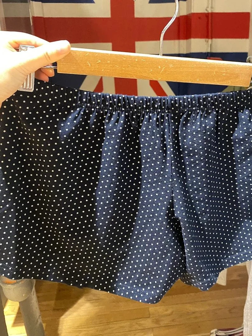 Dot Navy Shorts Summer Elastic High Waist Straight Short Pant Cotton Sweet Girl Home Underwear American Vintage Woman Pants