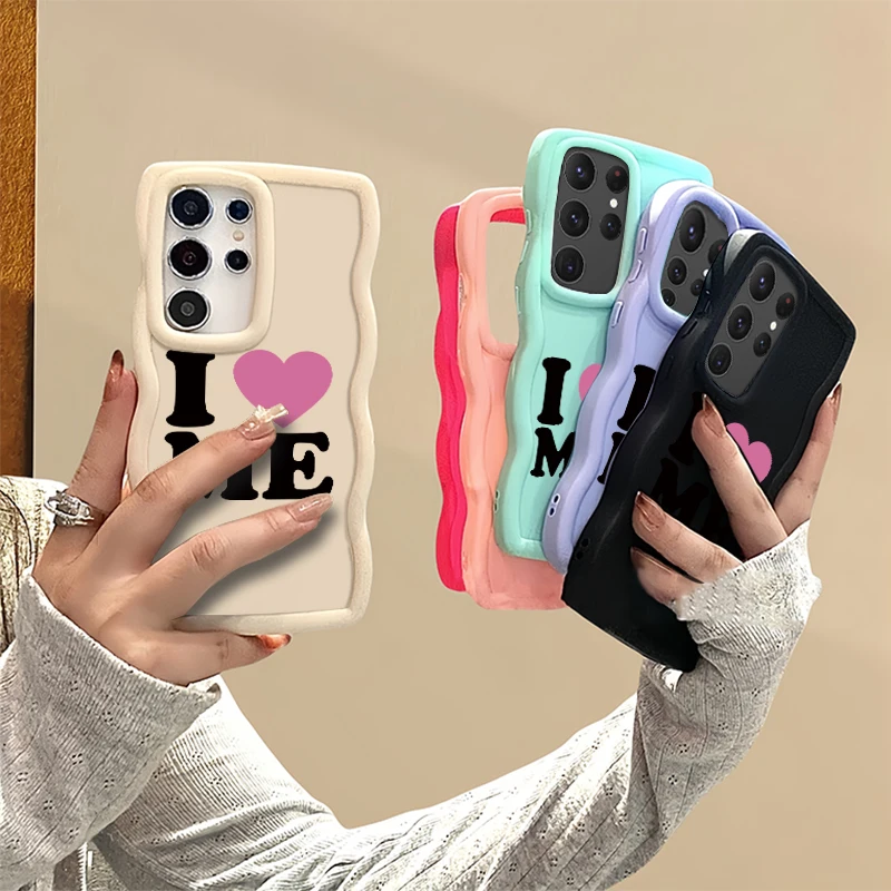 Love Me Fashion Wave Cassa Del Telefono Per Samsung Galaxy S21 S22 S23 FE S24 S25 PLUS ULTRA Morbida Protettiva Macaron Copertura