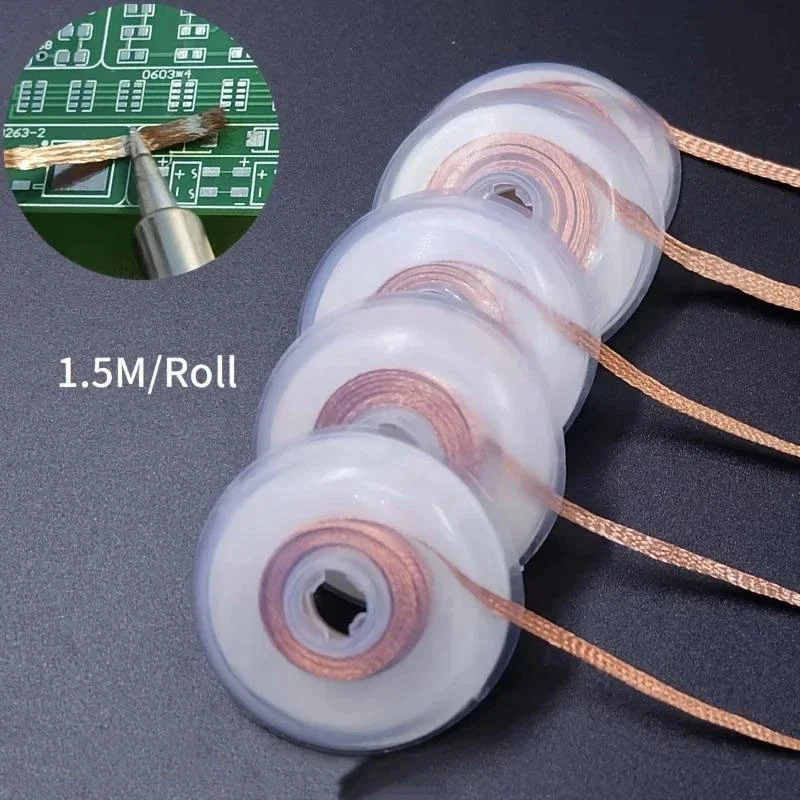 PCB بغا أداة لحام ديسولديرينغ Braid1.0/1.5/2.0/2.5/3.0/3.5/4.0 مللي متر لحام مزيل الفتيل سلك لحام القصدير مصاصة 1.5 متر