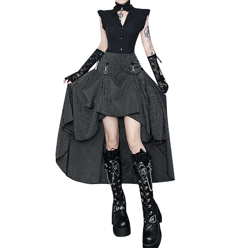 Saia Fena Estilo Gótico loween com Estampa Urbana, Saia Midi em Poliéster com Silhueta em Forma de Morcego