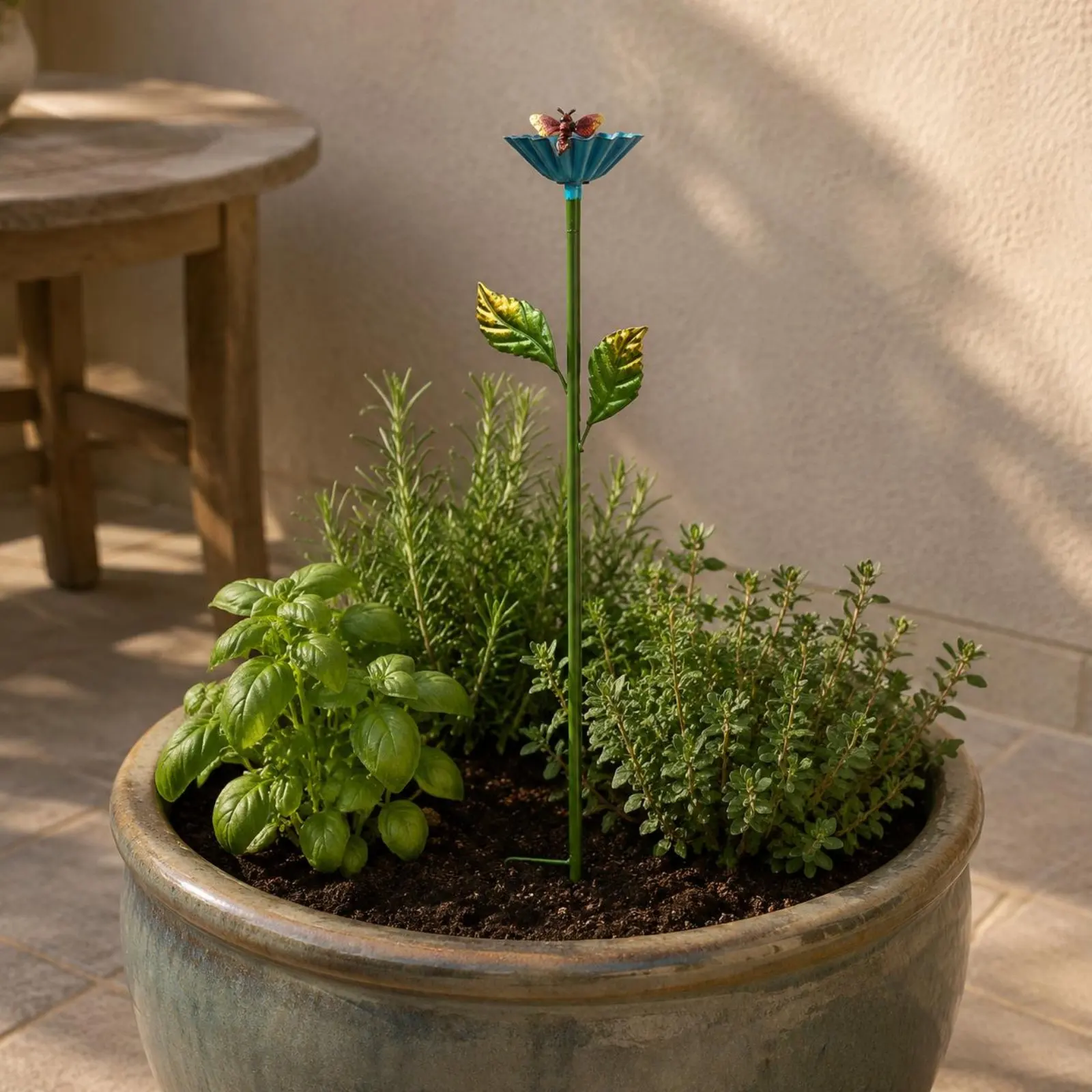 

Metal Bee Watering Station Decorative Metal Bird Feeder Stake Flower Bird Feeder Weather-Resistant Outdoor Decor Glossy Finish
