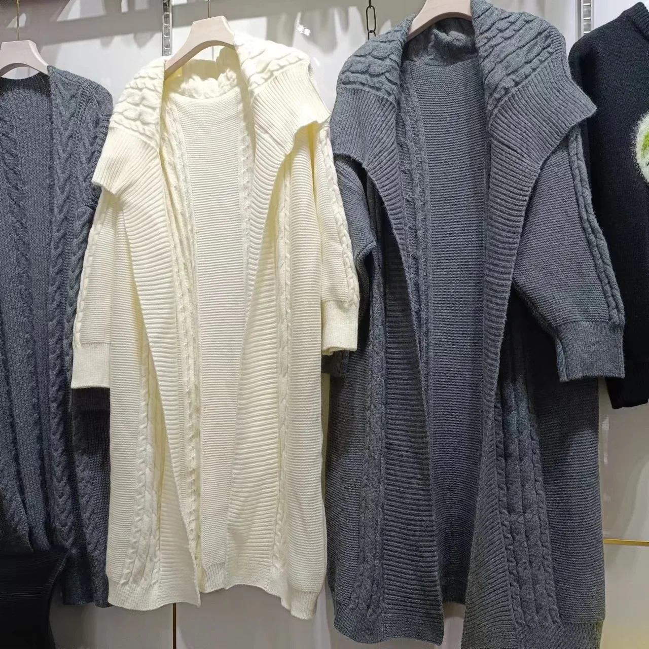 Cardigan lavorato a maglia da donna maglione maxi allentato casual autunno inverno manica lunga colletto rovesciato giacche Y2k top maglioni streetwear