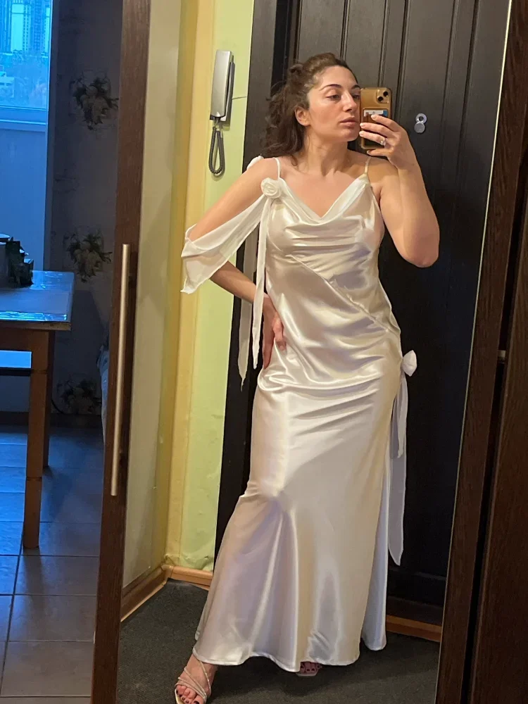 

Elegant 3d Flowers Backless Dress Women Skinny Swing Collar Sleeveless White Sling Maxi Robes 2025 Summer Lady Evevning Vestidos