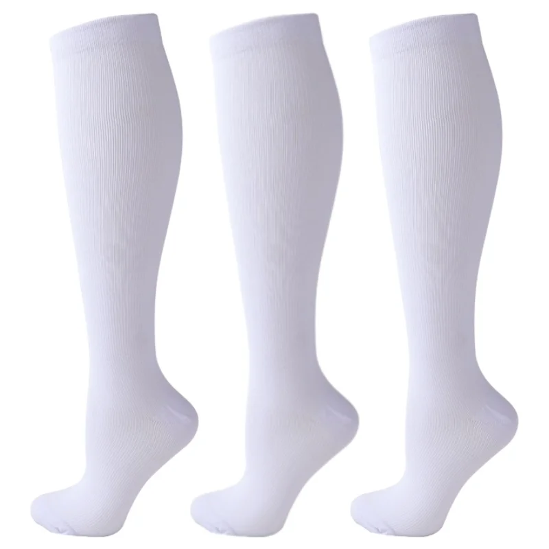 3 Pairs Compression Stocking Blood Circulation Promotion Slimming Compression Socks Anti-Fatigue Comfortable Solid Color Socks