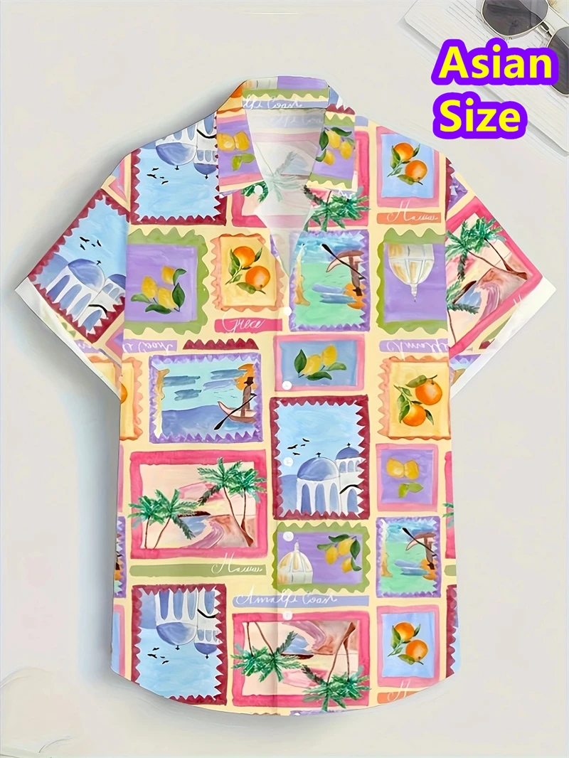 

Fashion Fish Scales Sequins Graphic Hawaiian Shirts For Man Vacation Hip Hop Male Lapel Blouse Casual Streetwear Mermaid Shirts