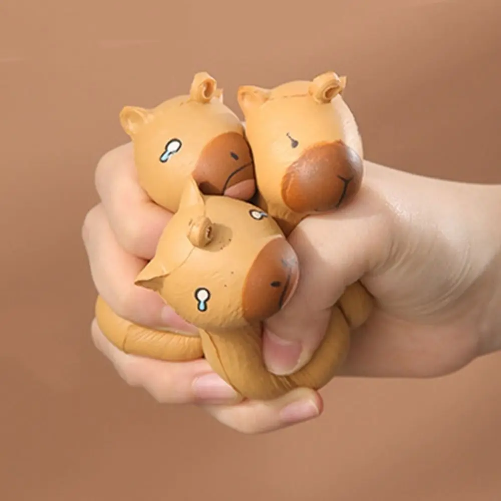 Keyring Capybara Squeeze Keychain Soft Cartoon Simulation Capybara Pinch Toys TPR Silicone Slow Rebound Toys Kids Tricky Doll