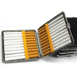 20 Sticks Fashion Double Layer Pipe Creative Personality Cigaret Case Metal Cigarette Box Gifts Cigarette Holder Color Random