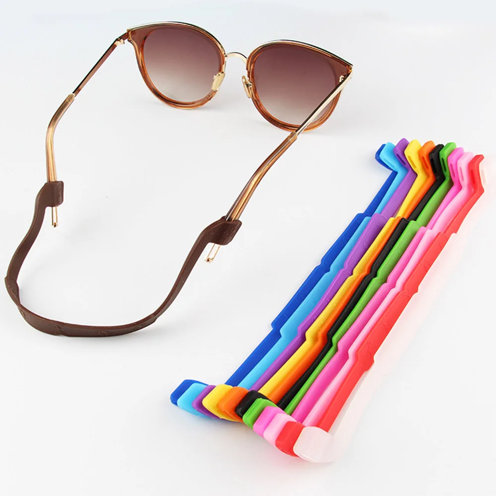 12pcs Silicone Anti Slip Eyeglasses Glasses Cord Chain Sunglasses Holder Sport Eyewear Anti Slip Tool Black White Brown Red Blue