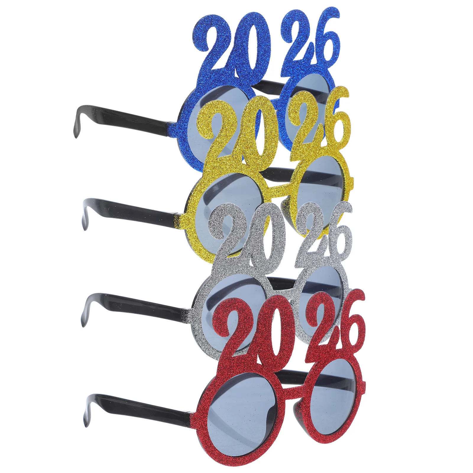 

4 Pcs 2026 Glasses Happy New Year Glitter Eyeglasses Eve Party Number Years Favors Year's