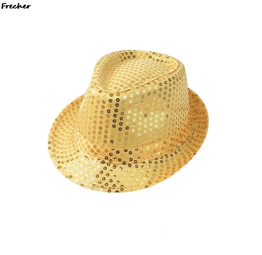 Party Sequins Jazz Hat Performance Stage Coin Beading Hats Show Dance Fedoras Cap Fashion Party Chapeau Club Role Play Prop New