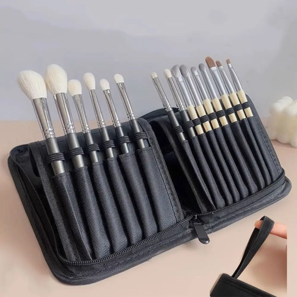 Large Capacity Makeup Brush Bag Portable Stand Up Cosmetic Brush Holder Dust Prevention Waterproof Brush Storage Pouch