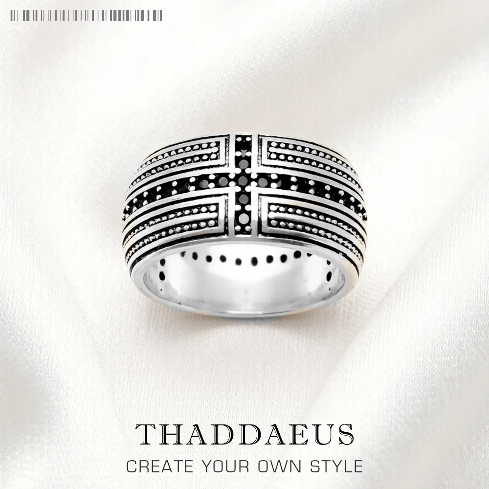 Black CZ Cross Ring,Europe Style Jewelry Fine Jewerly For Men And Women Gift In 925 Sterling Silver