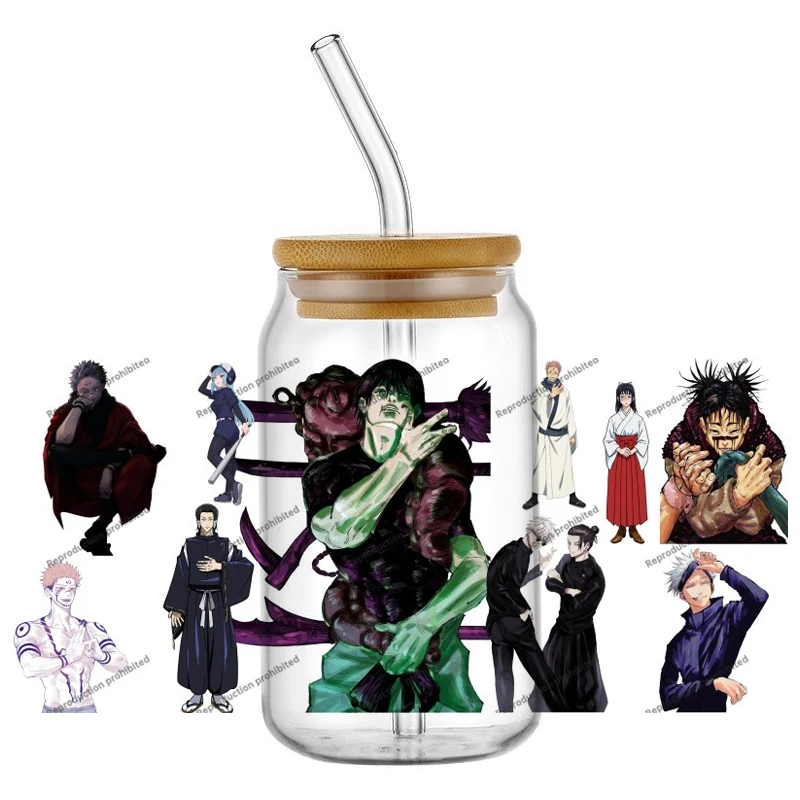 popular Jujutsu Kaisen Series easy peel waterproof DIY Decals 3D transfers uvdtf crystal sticker 16oz uv dtf cup wraps