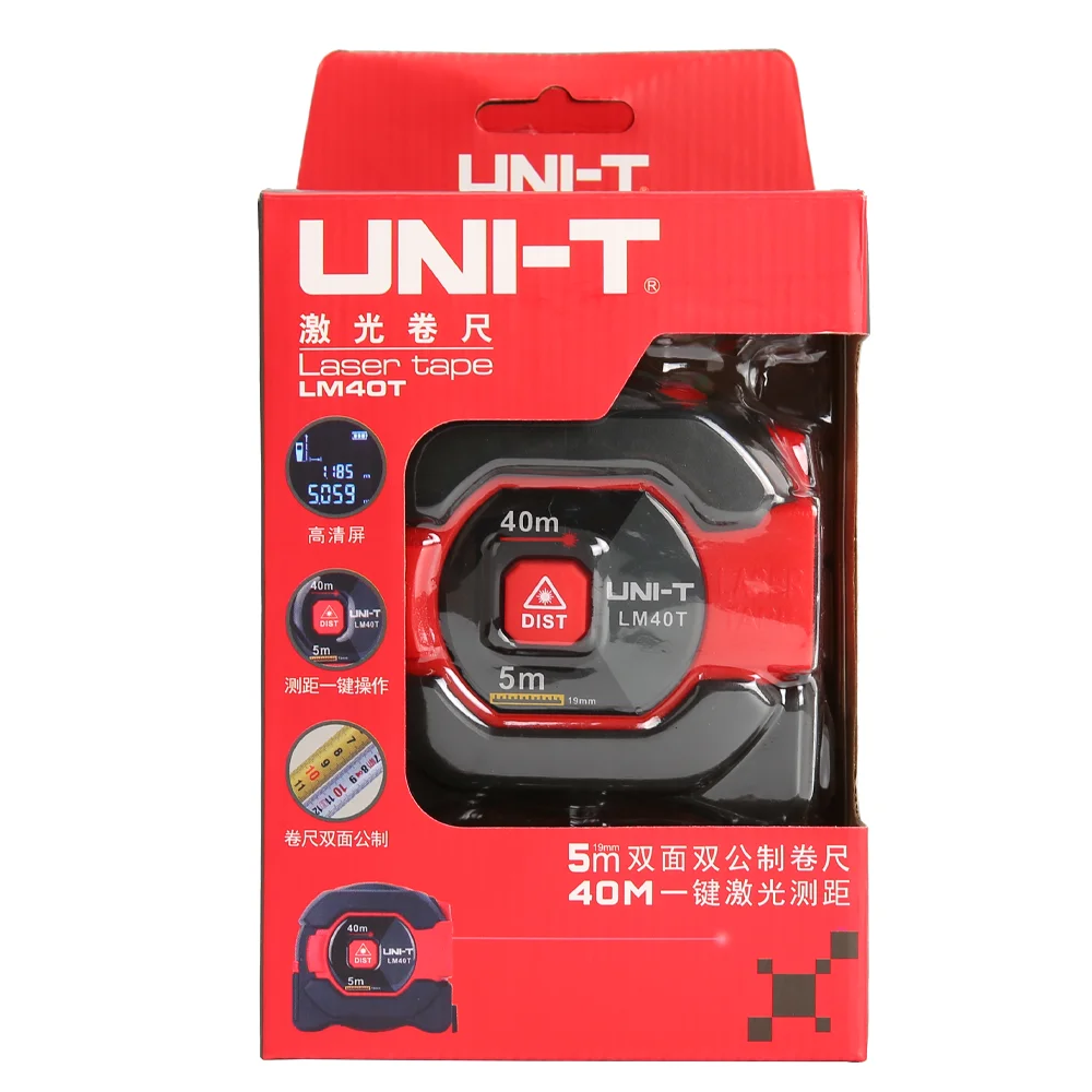 UNI-T 2 in 1 Laser Rangefinder 5m Tape Measure Ruler LCD Display with Backlight Distance Meter Building Measurement Device