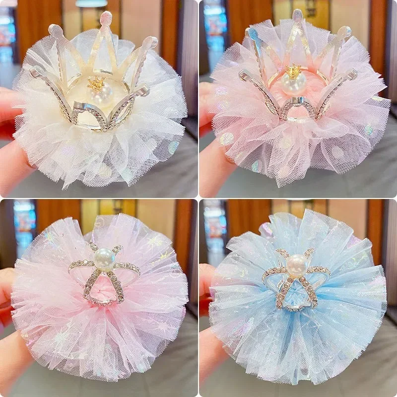 Crown Mesh Hair Clips for Kid Girl Princess Children Girl Hairpin Vintage Birthday Party Decor Hair Pin Little Girl Styling Tool