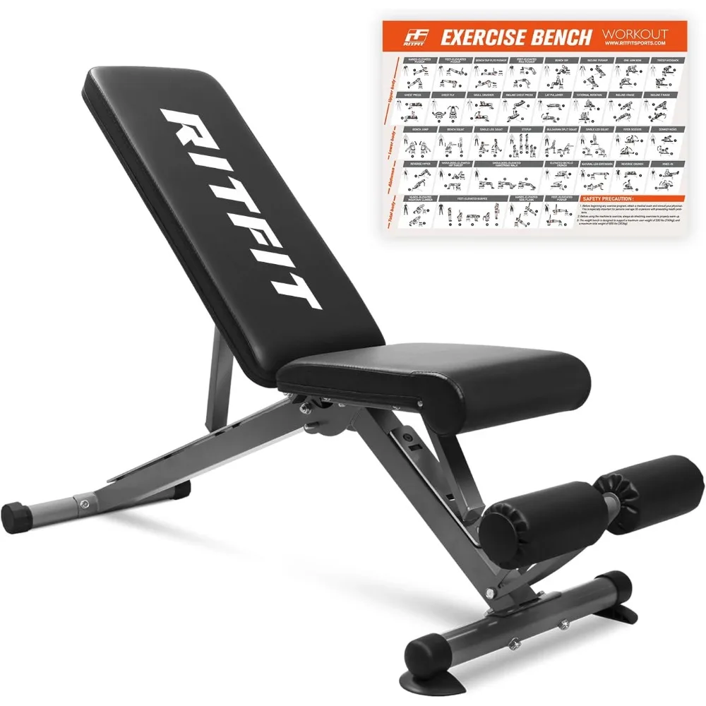 

oldable Utility Weight Bench for Home Gym, Weightlifting and Strength Training - Bonus Workout Poster with 35 Total Body