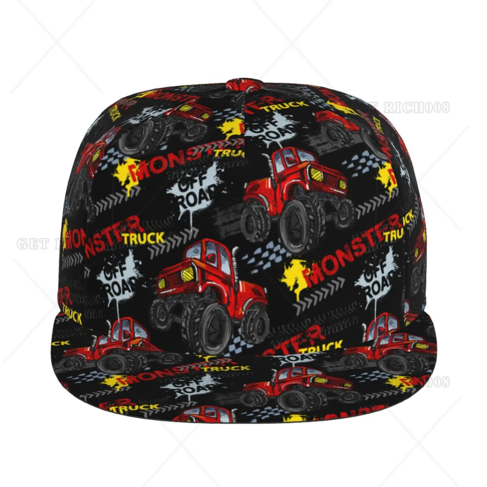 Monster Truck Classic Snapback Hat Hip Hop Flat Bill Visor Cap Unisex Adult Teens Adjustable Baseball Hats Hip Hop One Size