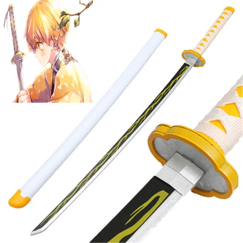 Demon Slayer Anime Bamboo Assembled 41inch Sword Cosplay Kimetsu no Yaiba Agatsuma Zenitsu Katana Weapon Model 104cm