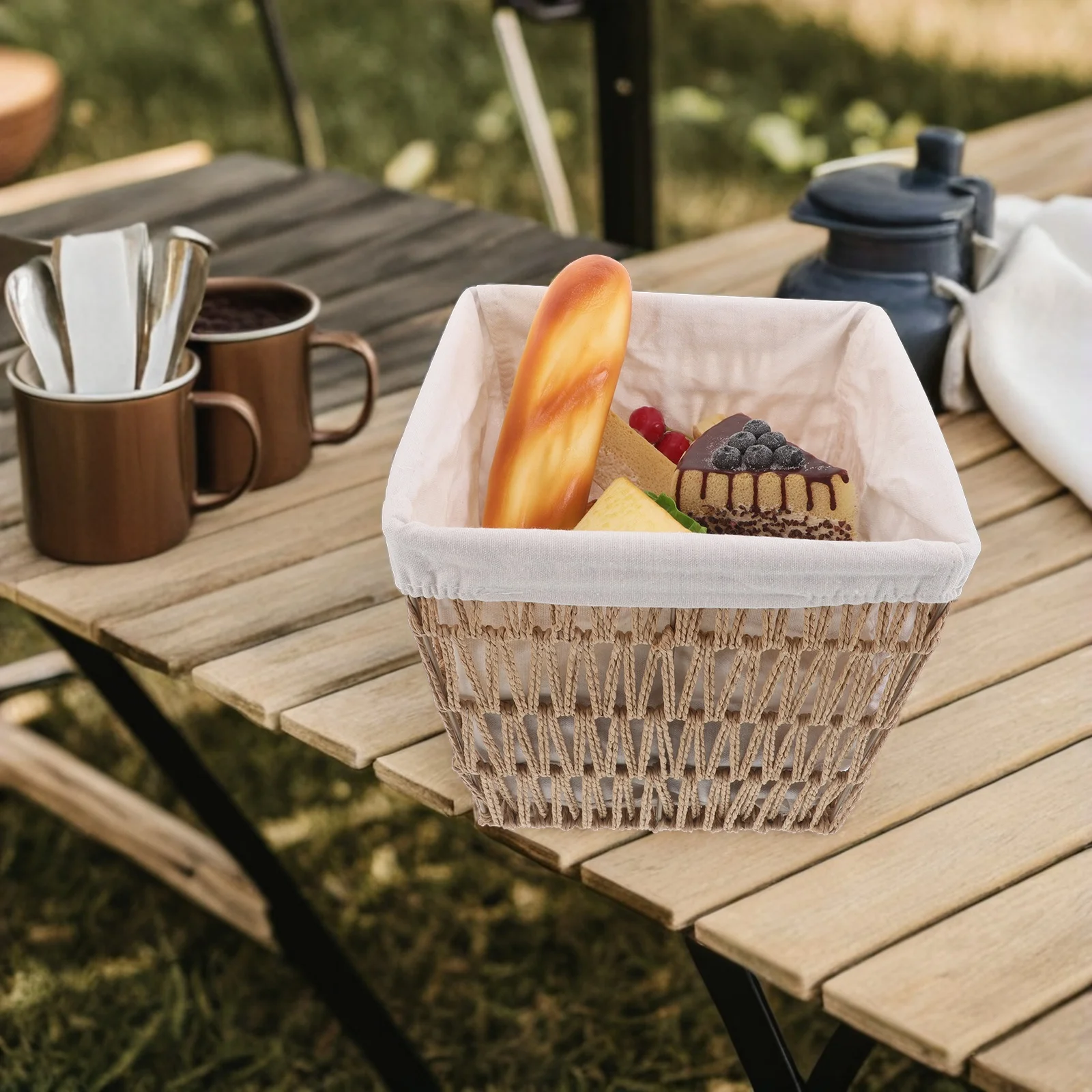 

Snack Containers European Bread Basket Woven Baskets for Serving Decorative Storage Light Brown Pantry