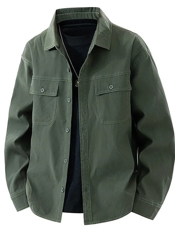 

Мужская повседневная рубашка с длинным рукавом для весны и осени, рабочая одежда, уличная модная рубашка-униформа, приталенный крой, на пуговицах, из полиэфирного волокна