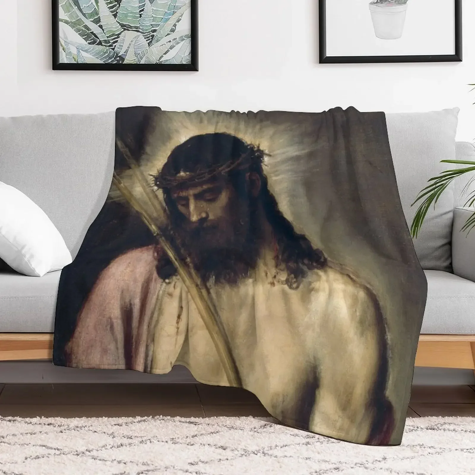 

Jesus Christ: Ecce Homo, by Titian Throw Blanket Sofa Quilt Furry Blankets Picnic Baby Decorative Sofa Blankets