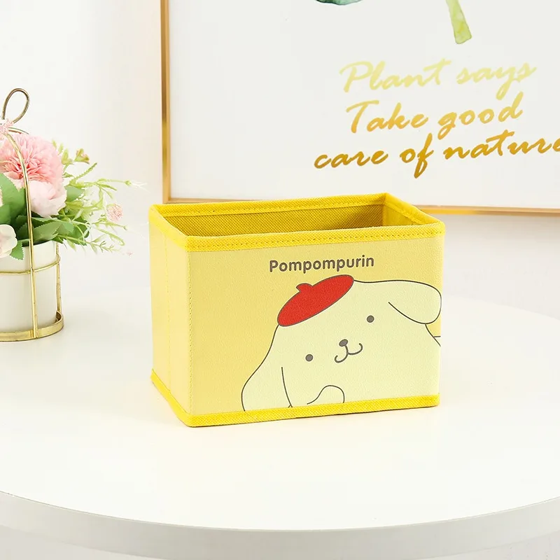 Sanrio kt  Melody PU Foldable Desktop  Clutter Storage Box  Dormitory Cosmetics Snacks Organization Storage Basket Waterproof