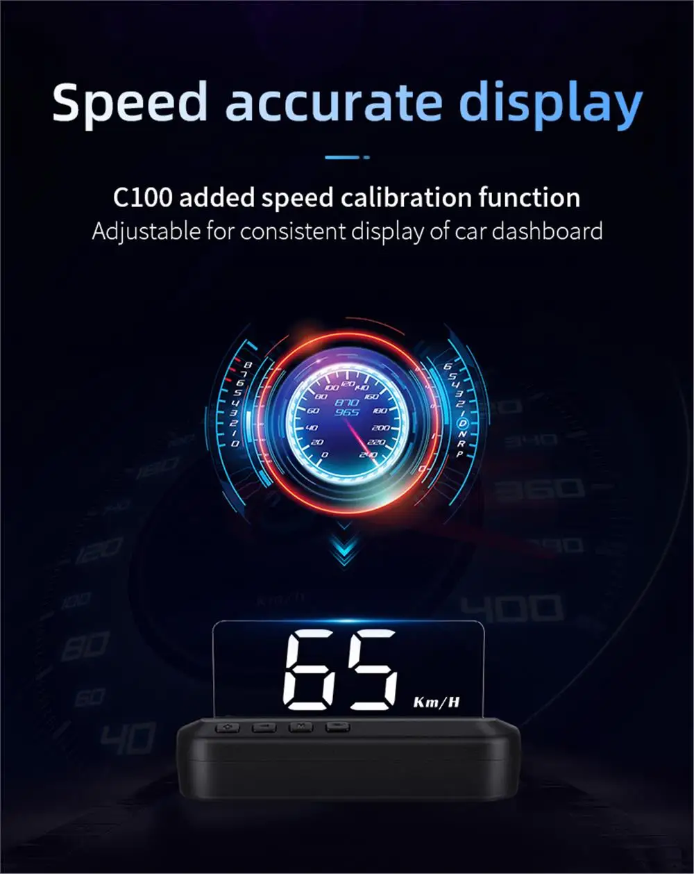 C100 OBD2 HUD Spiegel Head-Up-Display Digitaler Geschwindigkeitsalarm Wassertemperatur-Voltprojektor mit KM/H MPH Fahrzeugelektronik-Zubehör – Detail 16