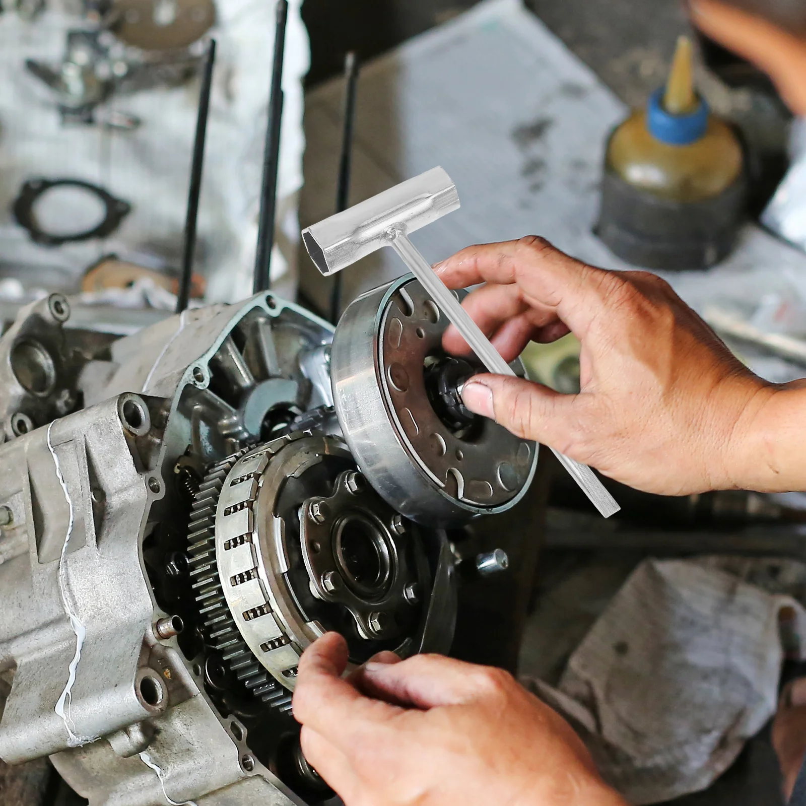 

2pcs Socket Wrench Chainsaw Tool T-Wrench Spanner For Spark Plug Adjustment Thickened Steel Bar Wrench Replacement Compatible